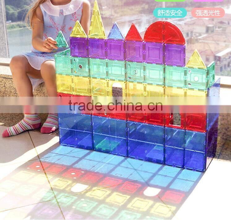 Children's plastic construction blocks with colors megnetic slice puzzle toys for kids