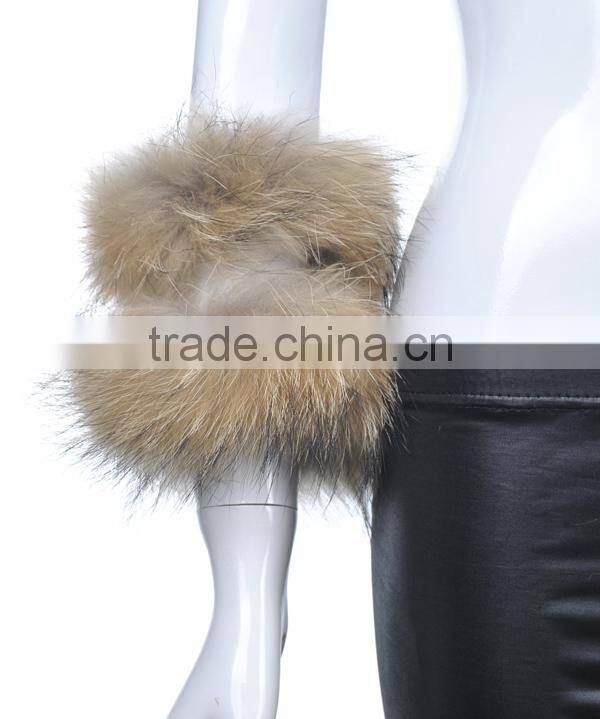 2015 new genuine raccoon fur cuff/ real fur cuff