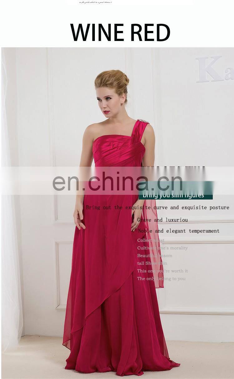 EM9017 A-Line scoop one shoulder slim Elegant bridesmaid dress | gentle lady formal dress