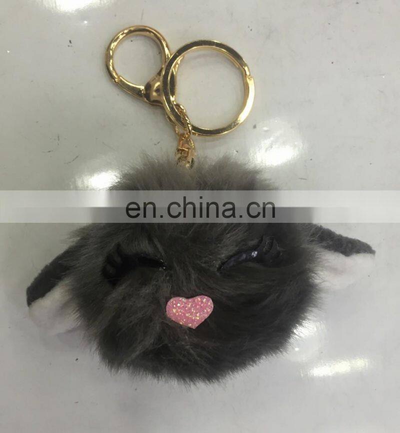 popular selling lovely pom pom key chain large fur bag charms