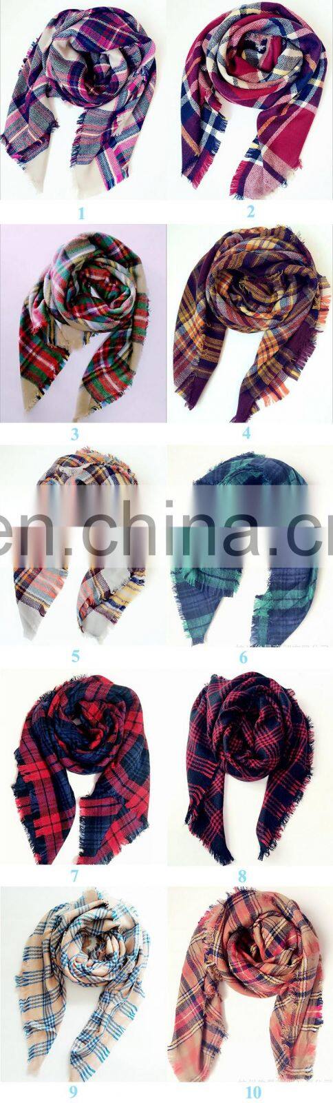 Wholesale Fashion Colorful Plaid Square Pashmina Scarf Shawl