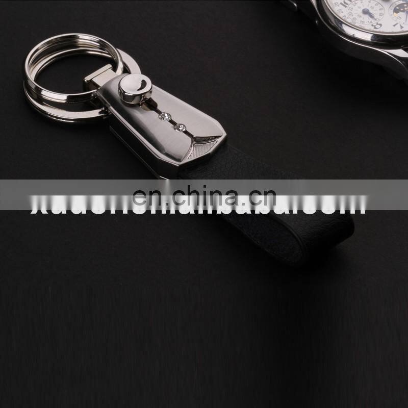 2016 New design push button leather key chains with decorative rhinestones