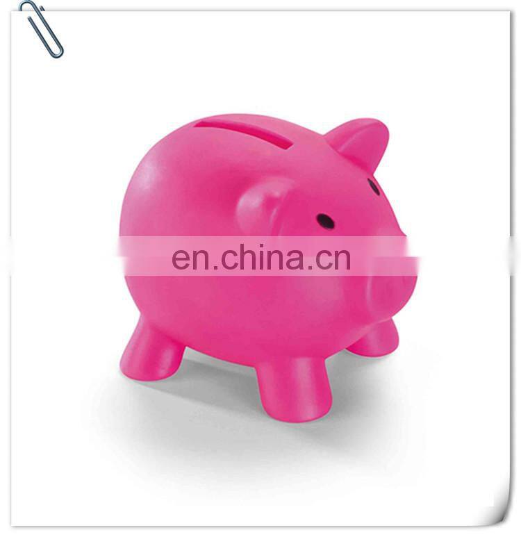 piggy shaped plastic pvc coin bank and money box coin can with bottom lid