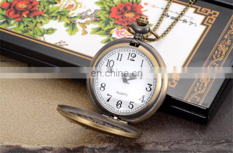 Steam punk men mechanical wind hand Vintage quartz pocket watch DS-NJ095