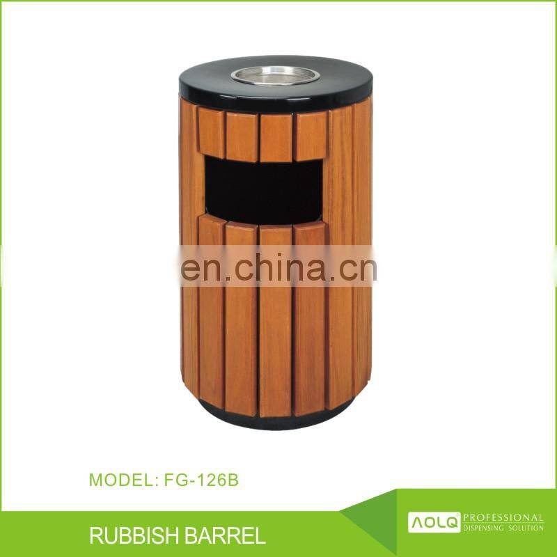 High quality galvanized sheet wood garbage rubbish handle bins recyclable trash can with lid cigarette extinguisher container