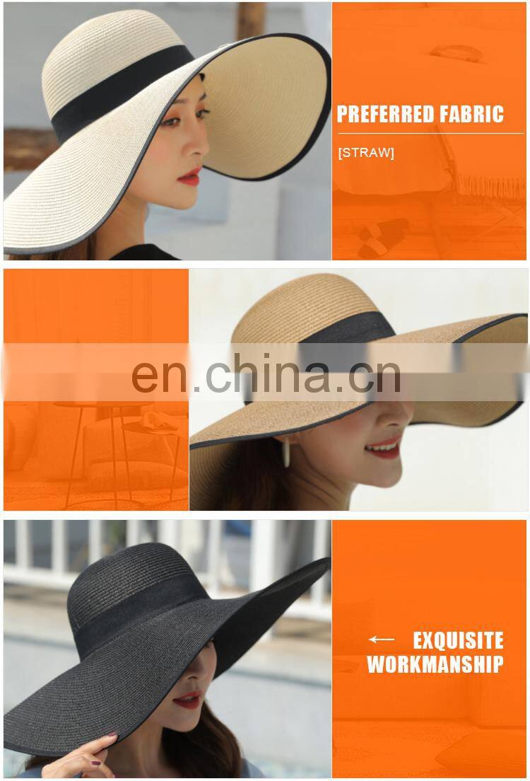 Large-brimmed straw  female summer sunscreen holiday seaside beach foldable sun hat