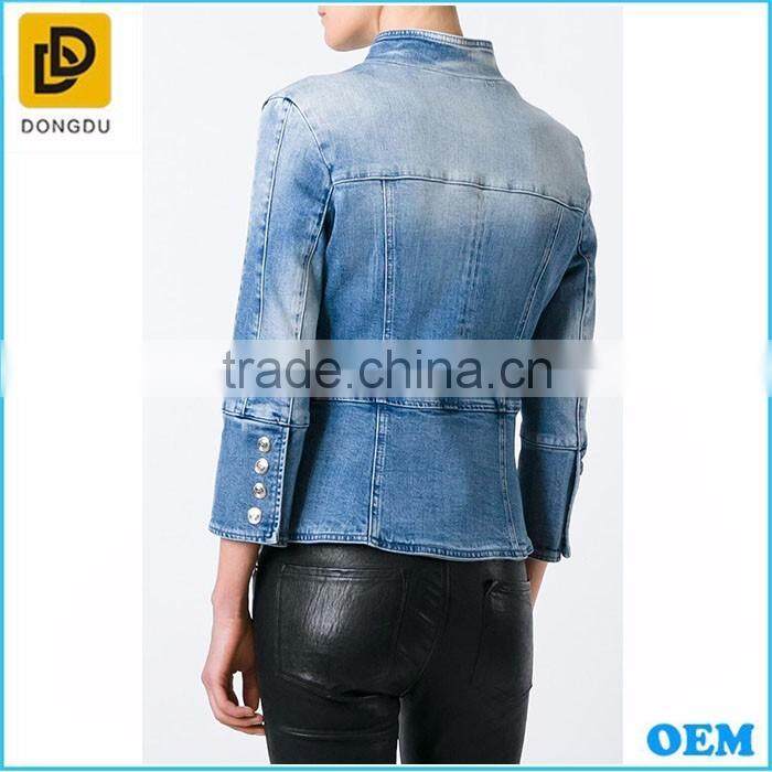 Hot sale Double breasted denim jackets for women
