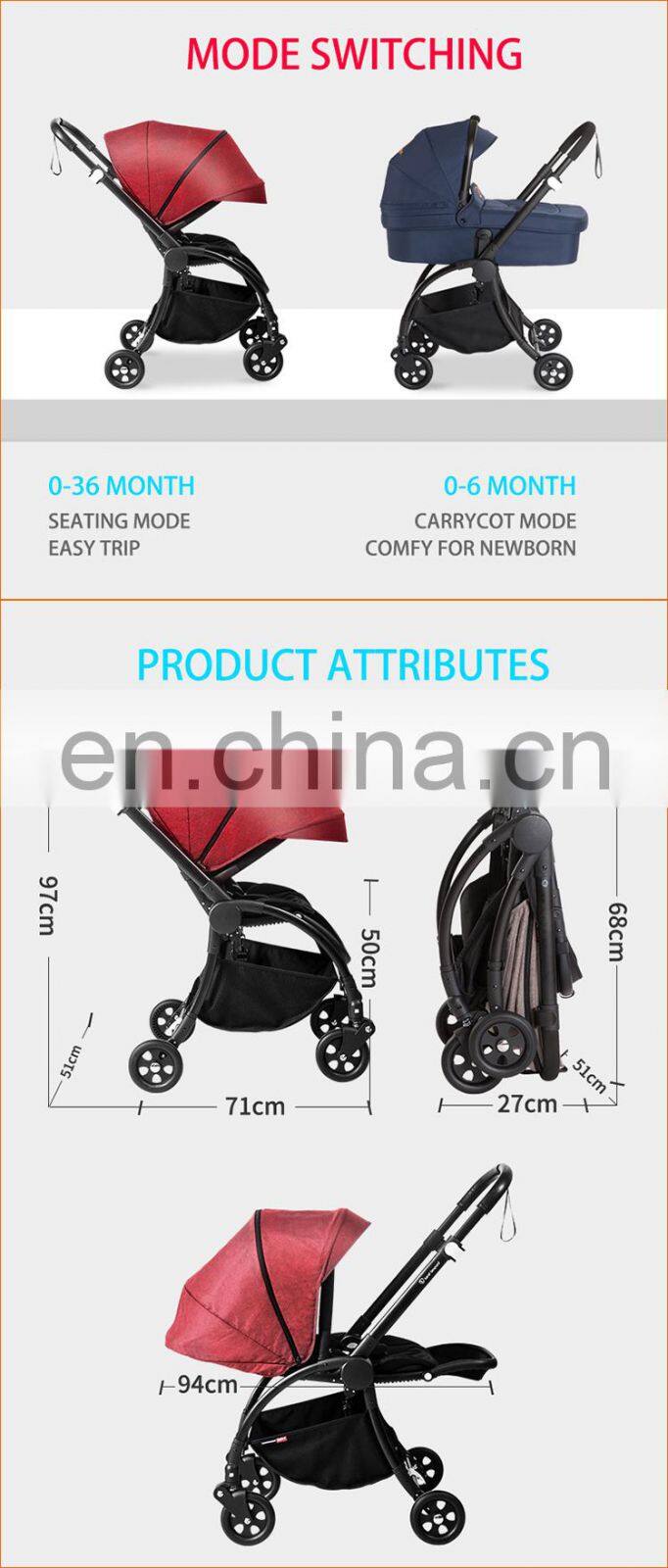 Luxury Easy Folding Baby Stroller 3 in 1 Reversible Seat Stroller Baby