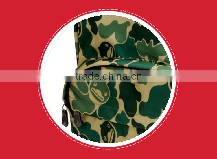 B.Duck design camouflage color nylon sports backpack bags