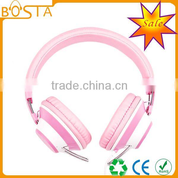 Fashion hot selling best stylish lovely pink leather headphone