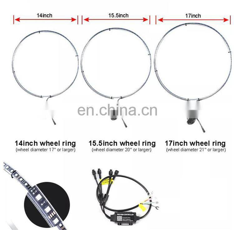 New Double Sides LEDs Wheel Ring Light 15.5 inch Car Truck RGB Control Multicolor
