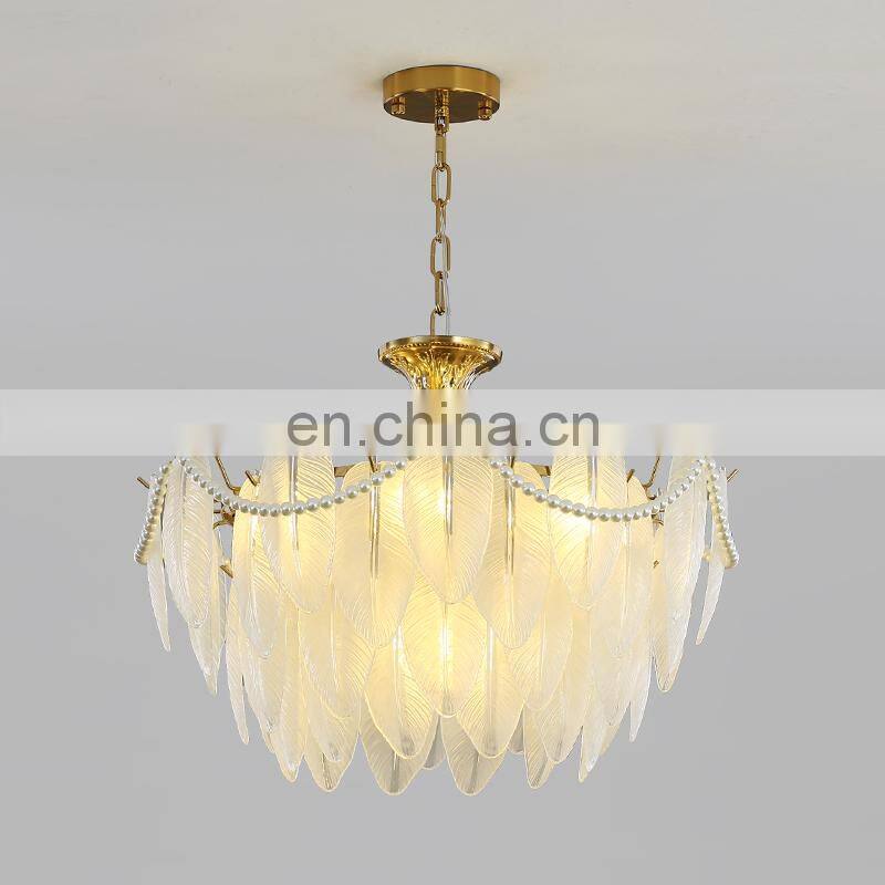 Indoor Gold Mid Century Pearl Beads Luxury Chandelier With Glass Pendant Lamp For Bedroom Decor Wedding Lighting Decor