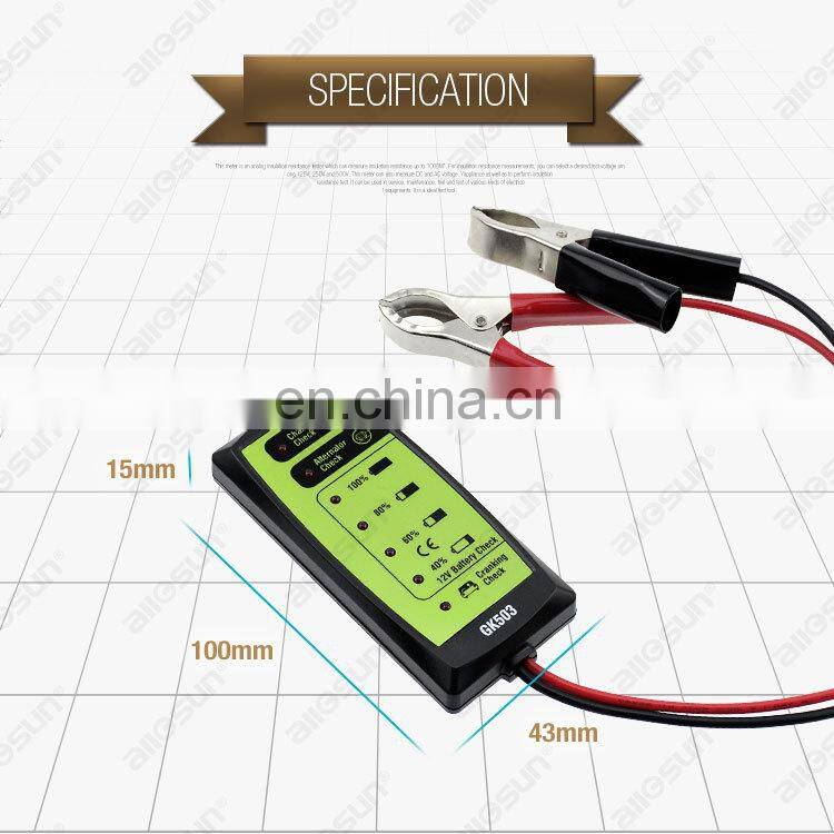 12V Automotive Car Battery Tester LCD Digital Test Analyzer Auto System Analyzer Alternator Cranking Check all-sun GK503