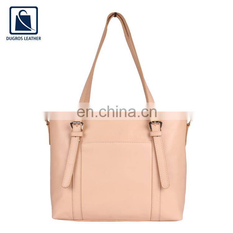 Matching Stitching Luxury Pattern Zipper Closure Type Women Genuine Leather Handbag Exporter