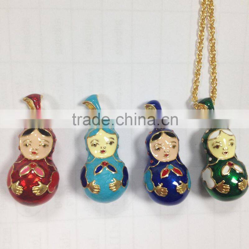 metal Russian matryoska doll pendant charm necklace