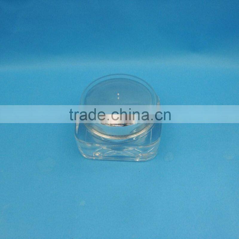 cosmetic clear square shape acrylic plastic jar with plastic cap