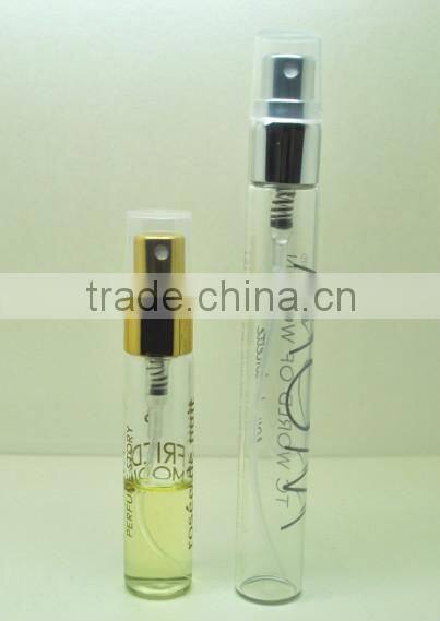 5ml 10ml tube refillable glass atomizer for perfume ,mini tubular glass spraying bottle