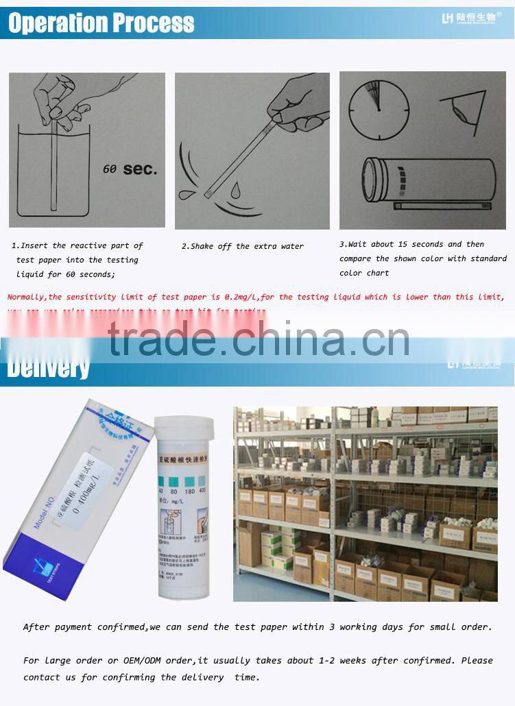 high sensitivity sulphite test strips