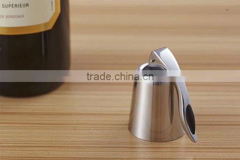 Stainless steel vacuum extraction fresh red wine cork stopper silicone wine bottler stopper with handle champine stopper