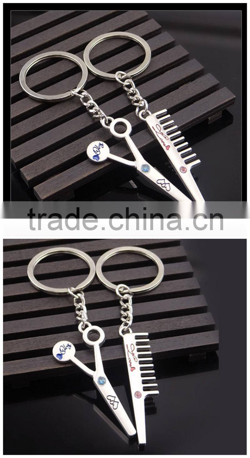 Comb and scissor couple Keychain, alloy Couple forver Keychain