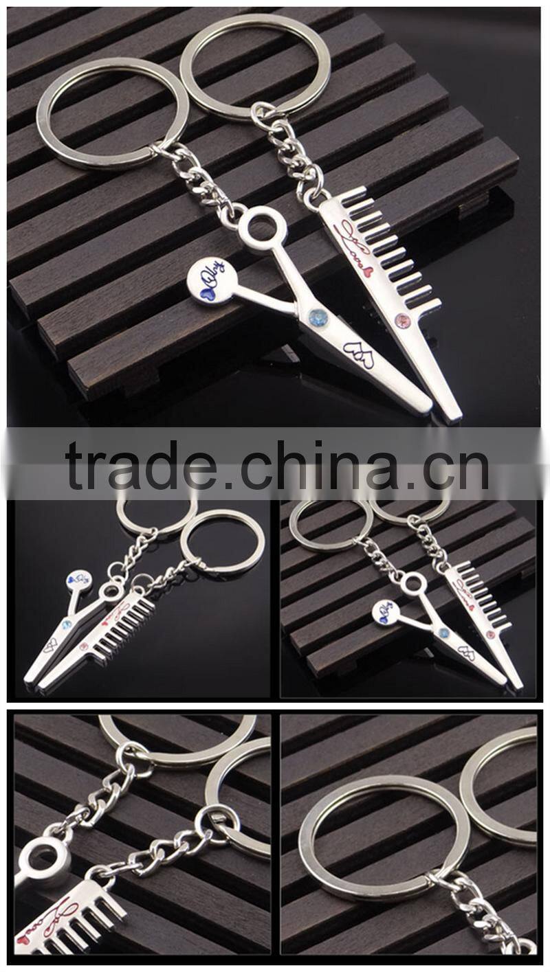 Comb and scissor couple Keychain, alloy Couple forver Keychain