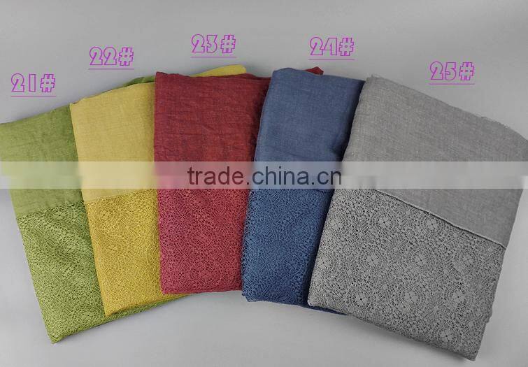 Wholesale Solid Color Cotton Linen Lace Fashion Ladies Scarf
