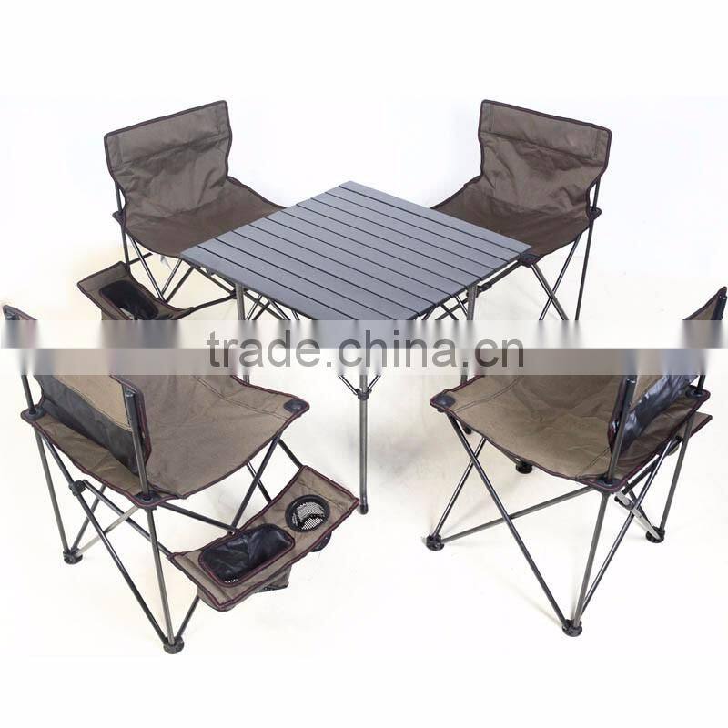 5 PCS Garden Furniture Cast Aluminium Camping Folding Table Chair