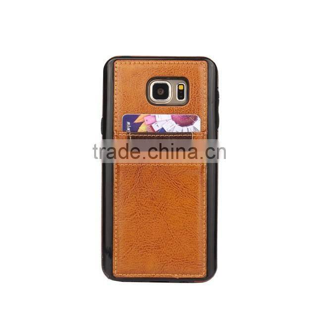 Crazy Horse pattern with card slots leather phone case and TPU 2 in 1 for Samsung note 5