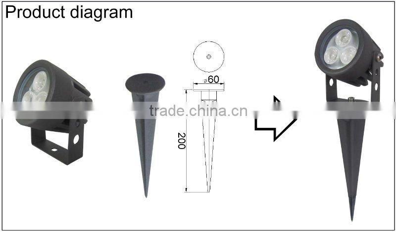 Outdoor waterproof IP65 high lumen and high quality CE RoHs 3*1w led garden light