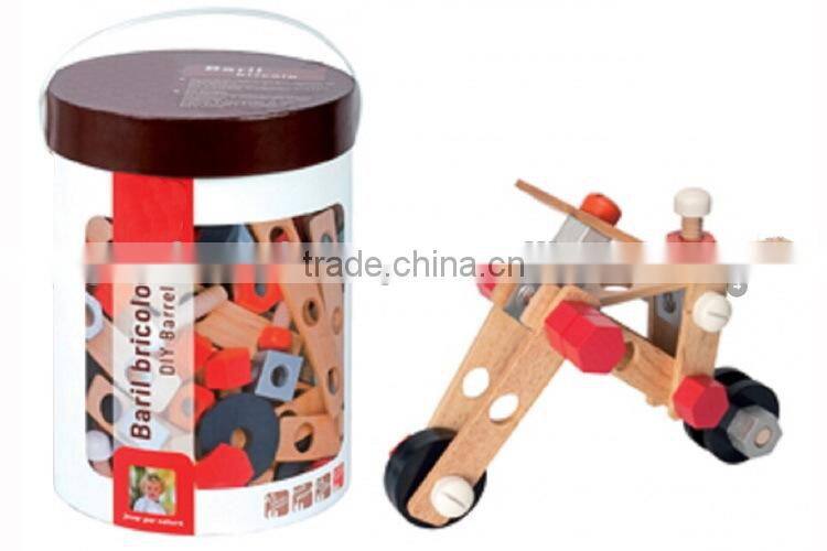 2015 New Brand Janod DIY Barrel Construction Set Wooden Educational diy Children Game of High Quality