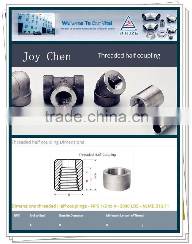3 " Threaded NPT Half Coupling Type Coupling 304/304L, 3000 LB