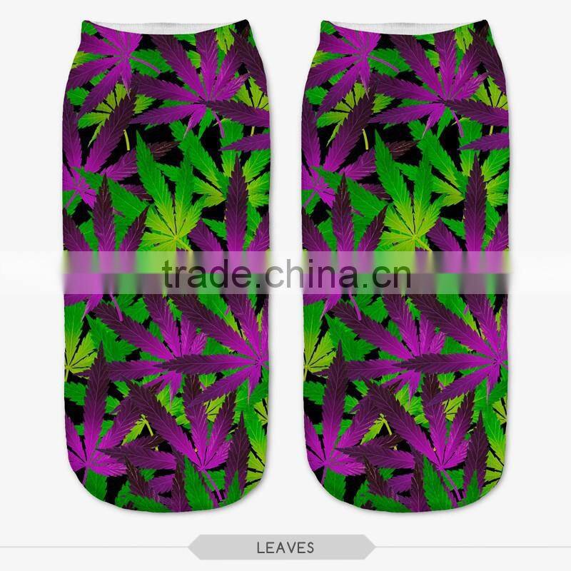 fashion metal designs high quality 3d digital full print colorful ankle socks sports unisex custom hot sale stretch spandex