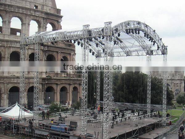 6 pillars outdoor aluminum stage with shade roof