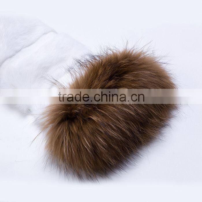 rex14010 rex rabbit coat with racoon fur collar and racoon fur cuff