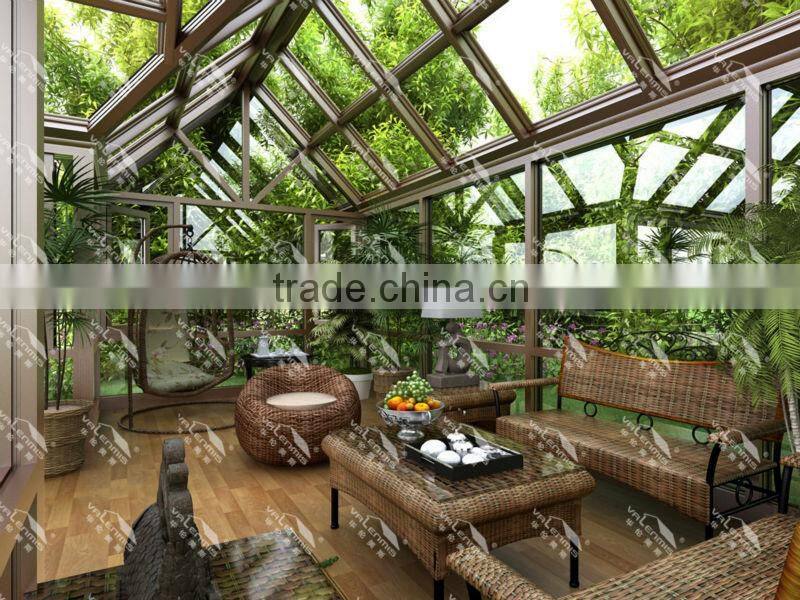Luxurious triangle roof aluminum alloy sun room/glass house/greenhouse more change