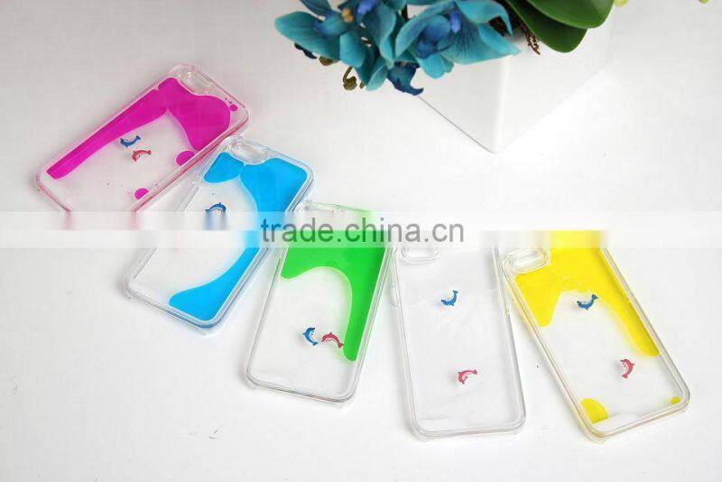 Swimming Floating Dolphin Fish Liquid Novelty Hard Phone Case For iPhone 6s 6 plus