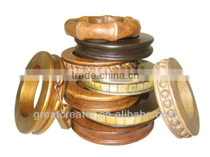 High Quality 2"Dia (50MM) Gold Round Reeded Wooden Curtain Rods (Poles); Accessories; Window Drapery Hardwares