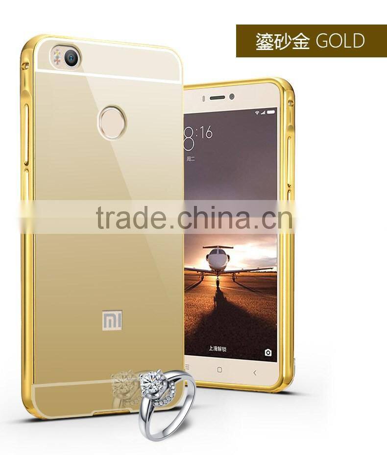 Aluminum Metal Bumper And Mirror PC Back Phone Case Cover For Xiaomi MI 5 For Mi 4S
