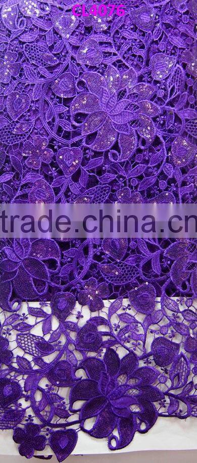 CL4076 peach 2014 New fashion sequins lace with factory price,solf and unique pattern 5 yards