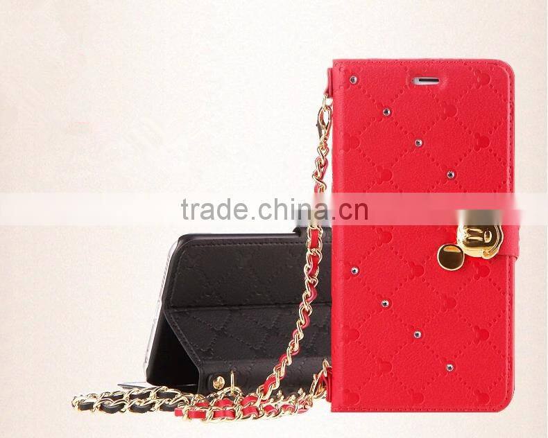 Wholesale Leather Case With Cute Cartoon Buckle, Mobile Phone Case With Hand Lanyard