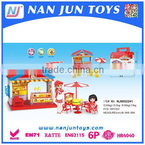 Pretend play doll house with light and music