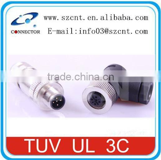 M12 5pins male cable connector shiledable screw termination with shileding ring
