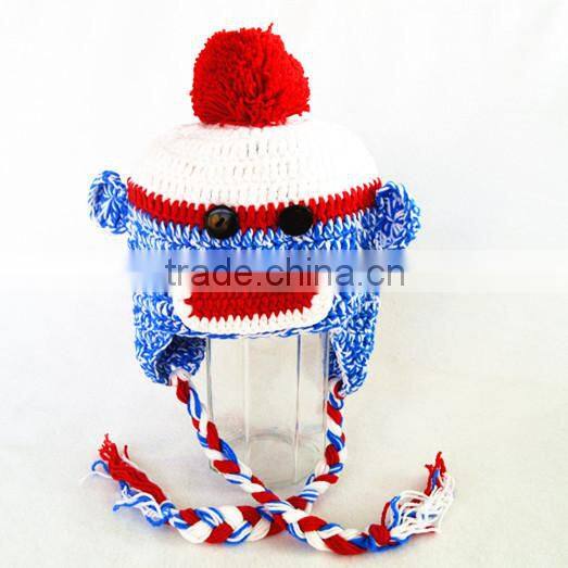 Handmade crochet baby boy beanie hat in animal pattern