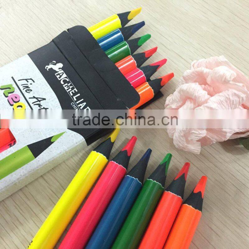 7" jumbo size triangular shape black wood high quality 5.0mm neon color pencil