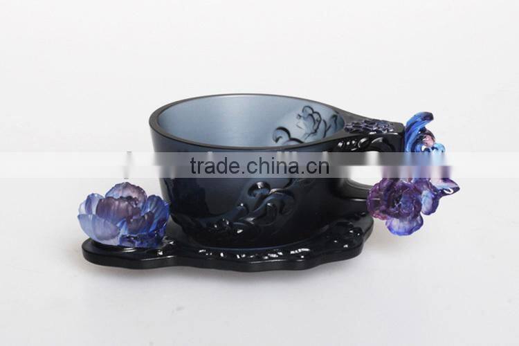 2015 new design hot sale crystal coffee cup, saucer coffee cup and saucer