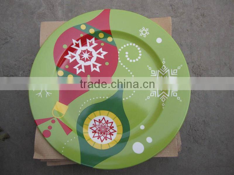 Ceramic flat plate white porcelain dinner plate for Christmas