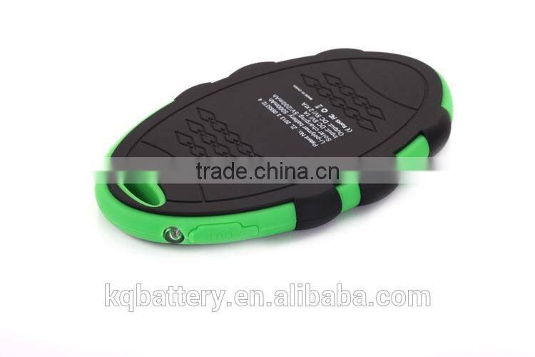 solar mobile charger, 5000 mah portable dual usb waterproof power bank