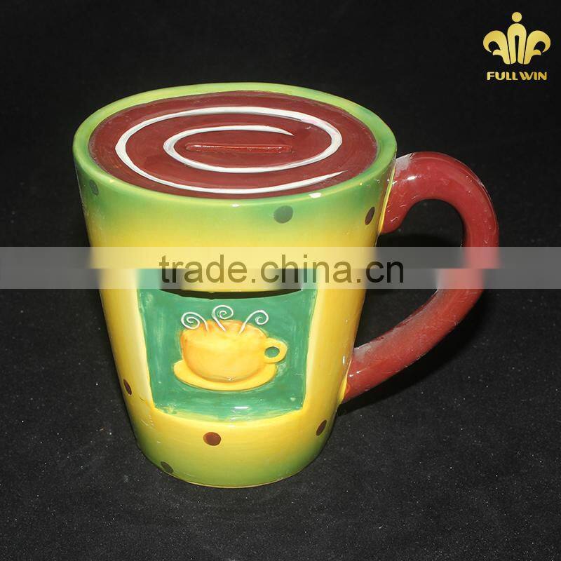 Ceramic coffee cup money bank box