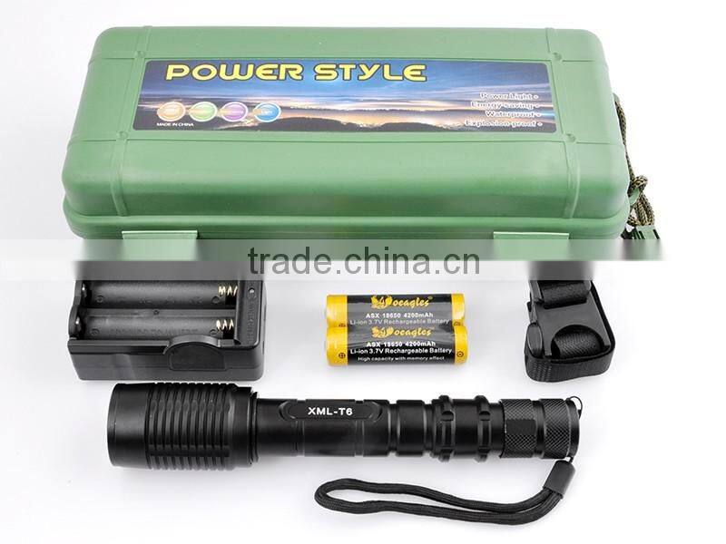 T6 Zoom Flashlight Torch With 18650 Battery Light Set