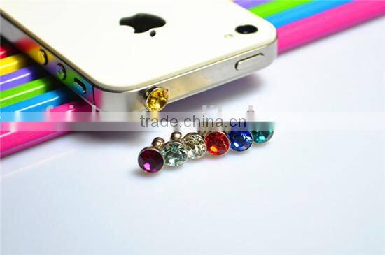 Wholesale Crystal Diamond 3.5mm Anti Dust Plug Headset Jack Stopper For iPhone 4 4s 3G 5 5G 5C 5S 6 6plus iPad Mini